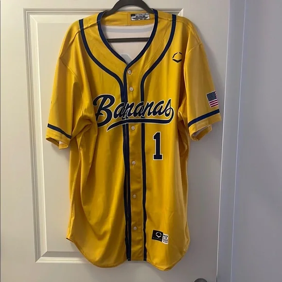 Savannah Bananas Yellow Baseball Jersey with Blue Accents - Picture 1 of 3